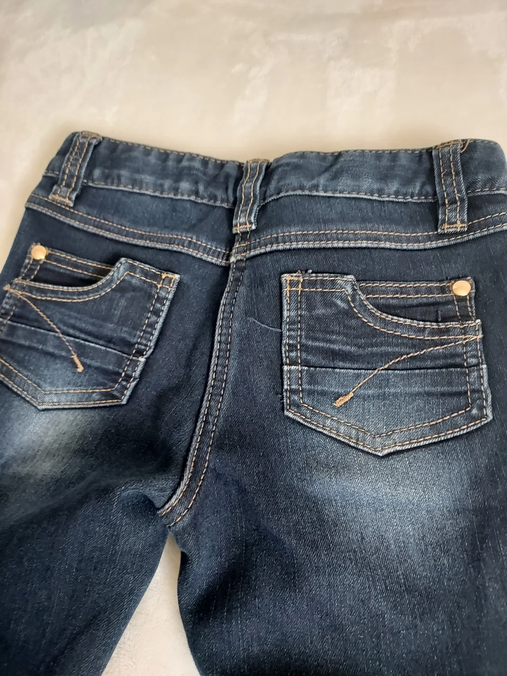 Girls' Dark Wash Size 6X-7 Thick Sparkle Bling Embellished Stretch Skinny Jeans